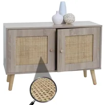 MCW Kommode MCW-M40, Sideboard Schrank Highboard, Staufächer, Kubu Rattan Holz Melamin, Eiche-Optik