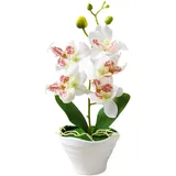 Künstliche Orchidee, 5 Köpfe, künstliche Orchideen, Topfpflanze, 26,7 cm, realistische Orchideen, künstliche Blumen im Topf, Phalaenopsis-Orchidee mit Vase für Tischdekoration, Hochzeitsdekoration,