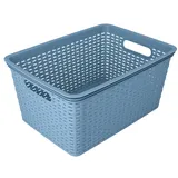 HRB Aufbewahrungsbox Lagerbox Box Korb in Rattan-Optik, 15 Liter, 39x28x18 cm Kiste Modern (Hellblau, 1 Stück)