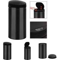 The Living Store - Automatischer Sensor-Mülleimer 50 l Kohlenstoffstahl Schwarz - Mülltonnen & Abfalleimer - Schwarz