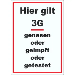 Hier gilt 3G Hinweis Aufkleber mit Text A1 (594x841mm)