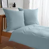 Traumschlaf Uni Feinbiber Bettwäsche 240x220 cm + 2x 80x80 cm | hellblau - blau
