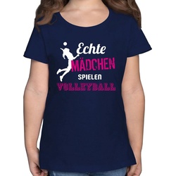 Shirtracer T-Shirt Echte Mädchen spielen Volleyball – Kinder Sport Kleidung – Mädchen Kinder T-Shirt geschenke für mädchen 12 jahre cool – volleyball t-shirt blau 164 (14/15 Jahre)