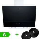 VIESTA® DH600XC Kopffreie Dunstabzugshaube mit Aktivkohlefilter Abluft & Umluft - Abzugshaube Schwarz 60 cm & 320W - Kopffreihaube Filter & Touch ...