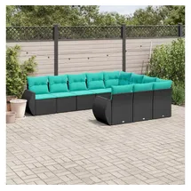 vidaXL Gartensofa-Set 10-tlg. Loungesofa schwarz