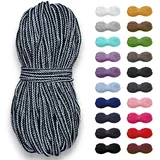 5m Baumwollkordel 5mm, Kordel, Schnur, Turnbeutel, 21 Farben (Dunkelblau-Weiß)