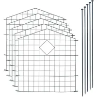 Teichzaun Oberbogen spitz 11tlg Set Gitter Steck Zaun Metall 5 Zaunelemente - Grau