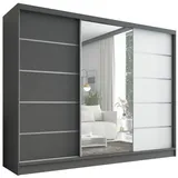 A&J MöbelLand Schiebetürenschrank AURELIA 1 200 x 215 x 59,5 cm Grau/Weiß