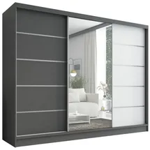 A&J MöbelLand Schiebetürenschrank AURELIA 1 200 x 215 x 59,5 cm Grau/Weiß