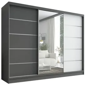 A&J MöbelLand Schiebetürenschrank AURELIA 1 200 x 215 x 59,5 cm Grau/Weiß