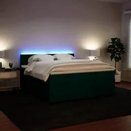 vidaXL Boxspringbett 180 x 200 cm Dunkelgrün