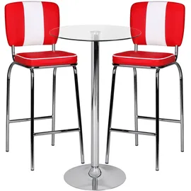 FineBuy Bartisch 60 x 60 x 105 cm Silber/Transparent