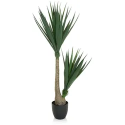 bümö plants Yucca Kunstbaum - Täuschend echte Palmlilie, geruchlose Premium Kunstpflanze für lebendiges Ambiente - authentische, künstliche Pflanzen