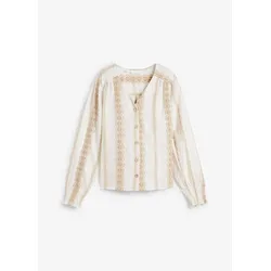 bonprix Bluse aus reinem Leinen, weiß, 40, Leinen