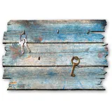 Kreative Feder Holzstruktur blau Designer Schlüsselbrett, Hakenleiste im Landhaus-Stil, Shabby-Chic aus Holz 30x20cm (Holzstruktur blau)