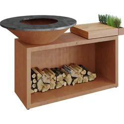 OFYR Plancha Grill Island Corten 100 Teakholz