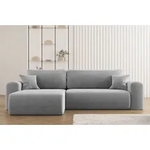 kaiser möbel Ecksofa mit Schlaffunktion L-förmiges Sofa Capri Stoff Poso Hellgrau Links