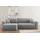 kaiser möbel Ecksofa mit Schlaffunktion L-förmiges Sofa Capri Stoff Poso Hellgrau Links
