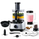 SNDOAS Küchenmaschine, 1300W Food Processor, 3,5 L Rührschüssel Teig Kneten, Multifunktional Gemüseschneider Elektrisch, 1,5 L Mixer, Mahlwerk, Zitruspresse, inkl. 11 Zubehörteilen