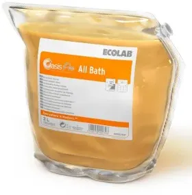 ECOLAB Oasis Pro All Bath Allzweck-Fettlöser/Badreiniger, Sanitärreiniger für alle säureempfindlichen Oberflächen, 1 Karton = 2 x 2 Liter - Beutel