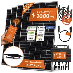 Solarway Balkonkraftwerk 2000W komplett Steckdose - neuester 2000W Wechselrichter - 500W Solarmodule & Envertech & Zubehör