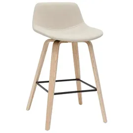 miliboo Barhocker skandinavisches Design beige und Holz H65 cm (2er-Set) NONIE