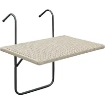 DEGAMO Balkonhängetisch 60x40cm, Metall + Polyrattan grau