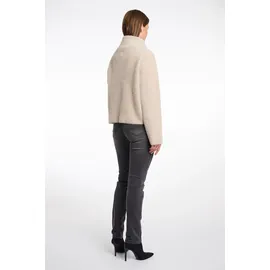 RINO & PELLE "BETH", Damen, Gr. L (40), grau (stone), Bouclé, Obermaterial: 59% Polyamid, 26% Polyester, 15% Viskose, unifarben, regular fit taillenbedeckt, Jacken Kurzjacke, mit Stehkragen