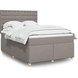 vidaXL Boxspringbett mit Matratze Taupe 140x200 cm Stoff