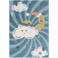 Carpet City Kinderteppich »Anime9380«, rechteckig, Teppich Mond, Wolken, Sterne, Weicher Flor, blau