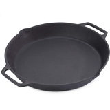 Echtwerk Grillzubehör Guss Servierpfanne aus Gusseisen und Emaille-Beschichtung mit Grillstreifen 35cm