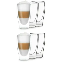 Feelino DUOS doppelwandiges Glas 400 ml Trinkglas Espresso Borosilikatglas Transparent