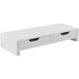 [en.casa] Monitorständer Marttila mit 2 Schubladen 60x22x11cm Weiß