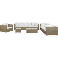 Beliani Lounge Set Rattan Hellbraun 8-Sitzer mit Auflagen in