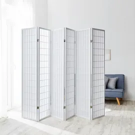Homestyle4u 6-tlg Paravent in Weiß 264x175 cm