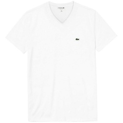 Lacoste T-Shirt V-Neck T-Shirt mit aufgesticktem Krokodillogo weiß 4XL