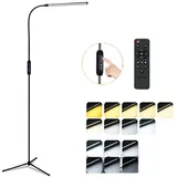 MUPOO LED Stehlampe 12W LED Leselampe Dimmbar LED Standleuchten mit Fernbedienung, 182cm Höhe Schwarz, LED fest integriert, 360° Schwanenhals Stehlampe