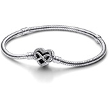 Pandora Moments Armband aus Sterling-Silber mit Funkelndem Unendlichkeits-Herzverschluss und Zirkonia Steinen, kompatibel mit der Moments Kollektion, Größe: 23cm, 592645C01-23