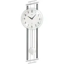 AMS Funk-Pendelwanduhr "F5314", silber (anthrazit, silberfarben), Wanduhren, B/H/L: 23cm x 7cm x 65cm, Quarzuhr, Aluminium-/Holzgehäuse,Esszimmer,Wohnzimmer