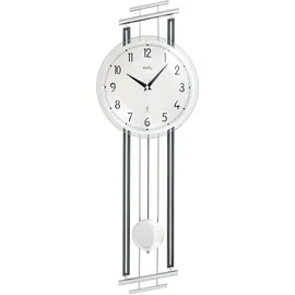 AMS Funk-Pendelwanduhr "F5314", silber (anthrazit, silberfarben), Wanduhren, B/H/L: 23cm x 7cm x 65cm, Quarzuhr, Aluminium-/Holzgehäuse,Esszimmer,Wohnzimmer