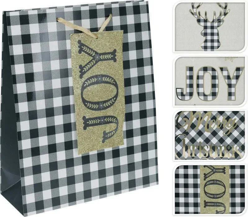 Geschenktüte mittlerer Größe, 4 Weihnachtsdesigns
