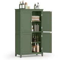 VASAGLE Badezimmerschrank, Badschrank, Küchenschrank mit 4 Türen, verstellbare Ablagen,