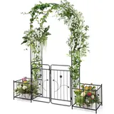 Costway Rosenbogen mit Tür 202 x 50 x 220 cm Schwarz