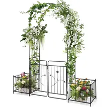 Costway Rosenbogen mit Tür 202 x 50 x 220 cm Schwarz