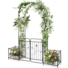 Costway Rosenbogen mit Tür 202 x 50 x 220 cm Schwarz