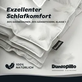 DUNLOPILLO Gänsedaunenbettdecke DUNLOPILLO "Dunlopillo Supreme, "NEUHEIT" 135x200 & 155x220 cm", weiß, B:155cm L:220cm, Bezug: 100% Baumwolle. Füllung: 80% Gänsedaunen, 20% Gänsefeder, Bettdecken, Hergestellt in Deutschland & Downpass zertifiziert
