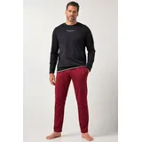 Jp1880 Schlafanzug Bauchfit Homewear T-Shirt lange Dunkelrot XL