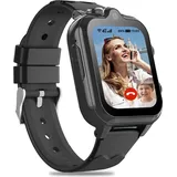 4G-Smartwatch für Kinder mit GPS und Telefon, Kinder mit WLAN, Videoanruf, 2 Kameras, SOS, Schulmodus, Kinder-Smartwatch für Jungen und Mädchen - Schwarz