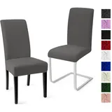 Eozakavod Stuhlhussen 2er Set Stuhlbezüge Moderne Stretch Stuhlhussen Universal Husse Abnehmbare Stuhlbezug Waschbarer Abdeckung Esszimmer Dekoration Spannbezug,für Hochzeit Partys(2er Set, Grau)-C