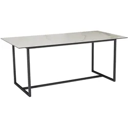 Esszimmertisch Marmor-Look Elegant | 180x90x76cm Glas-Keramik & Metall | Weiß Hochglanz | Kratzfest & Pflegeleicht | Arctic Kollektion | Kadima Design